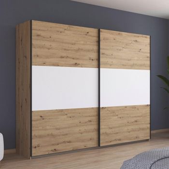 Neo Artisan Oak and Alpine White 261cm 2 Door Sliding Wardrobe