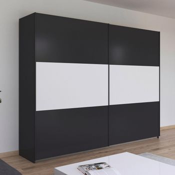 Neo Metallic Dark Grey and Alpine White 261cm 2 Door Sliding Wardrobe