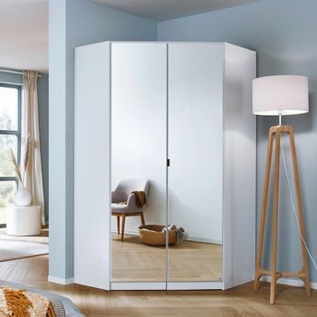 Ontario Alpine White 117cm 2 Door Corner Mirror Wardrobe