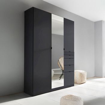 Ontario Metallic Dark Grey 136cm 3 Door Combi Wardrobe