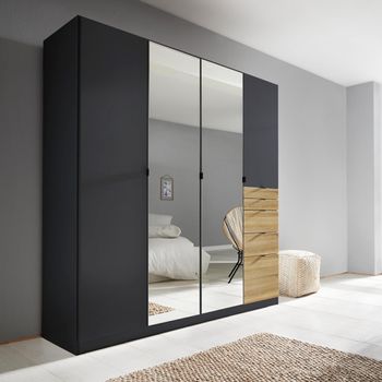 Ontario Metallic Dark Grey and Sonoma Oak 181cm 4 Door Combi Wardrobe