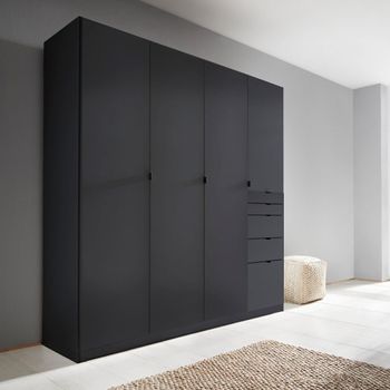 Ontario Metallic Dark Grey 181cm 4 Door 5 Drawer Wardrobe