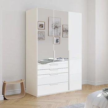 Purisma Alpine White and Crystal White Glass 151cm 3 Door Combi Wardrobe