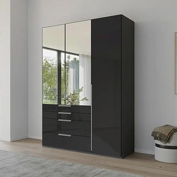 Purisma Graphite and Basalt Glass 151cm 3 Door Combi Wardrobe