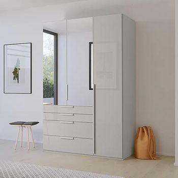 Purisma Silk Grey Glass 151cm 3 Door Combi Wardrobe