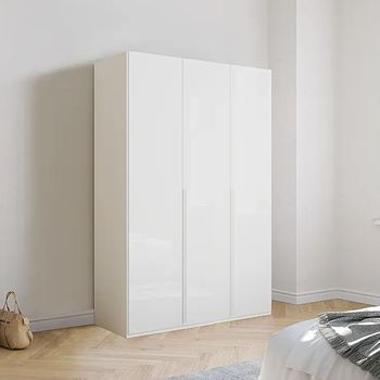 Purisma Alpine White and Crystal White Glass 151cm 3 Door Wardrobe