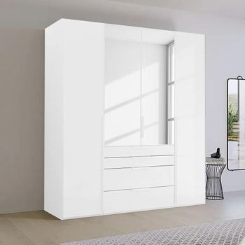 Purisma Alpine White and Crystal White Glass 201cm 4 Door Combi Wardrobe