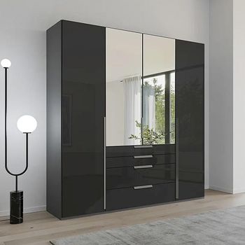 Purisma Graphite and Basalt Glass 201cm 4 Door Combi Wardrobe