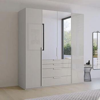 Purisma Silk Grey Glass 201cm 4 Door Combi Wardrobe