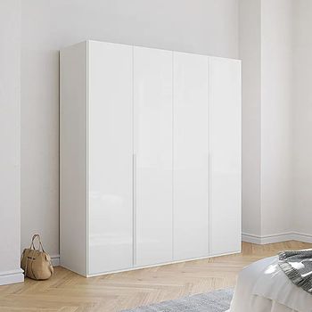 Purisma Alpine White and Crystal White Glass 201cm 4 Door Wardrobe