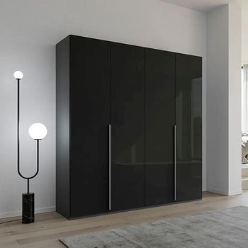 Purisma Graphite and Basalt Glass 201cm 4 Door Wardrobe