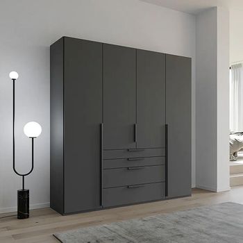 Purisma Graphite 201cm 4 Door 4 Drawer Wardrobe
