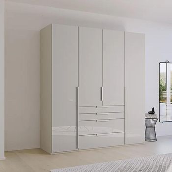 Purisma Silk Grey Glass 201cm 4 Door 4 Drawer Wardrobe