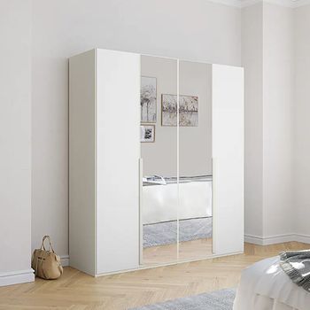 Purisma Alpine White 201cm 4 Door Mirror Wardrobe