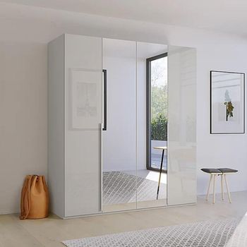 Purisma Silk Grey Glass 201cm 4 Door Mirror Wardrobe