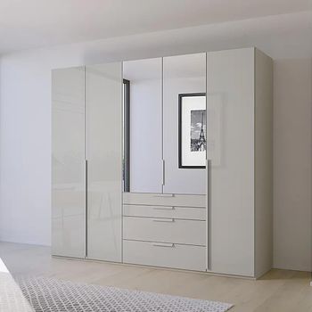 Purisma Silk Grey Glass 251cm 5 Door Combi Wardrobe