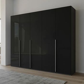 Purisma Graphite and Basalt Glass 251cm 5 Door Wardrobe