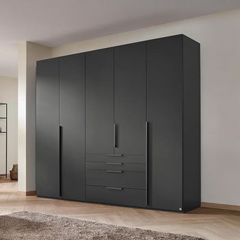 Purisma Graphite 251cm 5 Door 4 Drawer Wardrobe