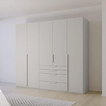 Purisma Silk Grey 251cm 5 Door 4 Drawer Wardrobe