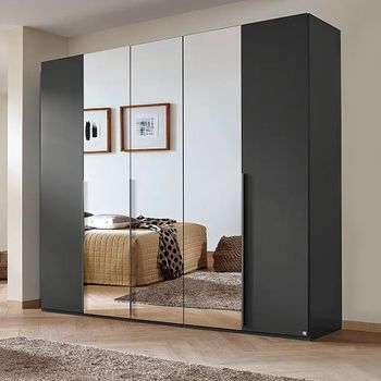 Purisma Graphite 251cm 5 Door Mirror Wardrobe