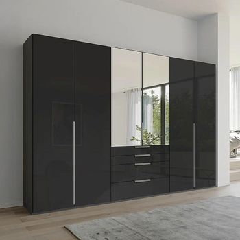 Purisma Graphite and Basalt Glass 301cm 6 Door Combi Wardrobe