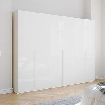 Purisma Alpine White and Crystal White Glass 301cm 6 Door Wardrobe