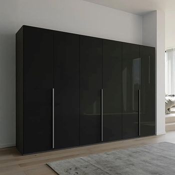 Purisma Graphite and Basalt Glass 301cm 6 Door Wardrobe