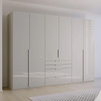 Purisma Silk Grey Glass 301cm 6 Door 4 Drawer Wardrobe