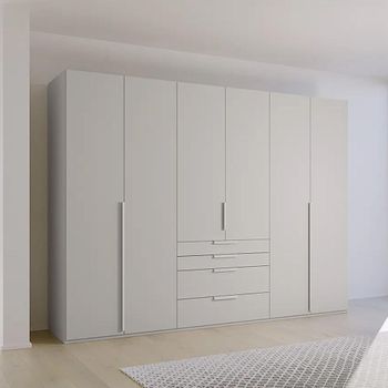 Purisma Silk Grey 301cm 6 Door 4 Drawer Wardrobe