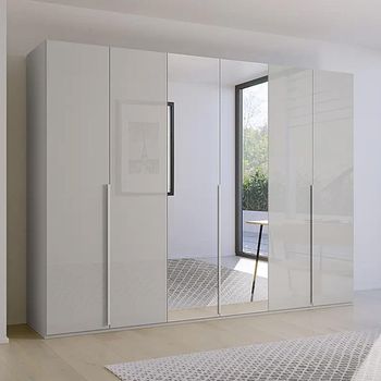 Purisma Silk Grey Glass 301cm 6 Door Mirror Wardrobe