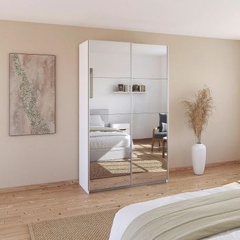 Quadra Alpine White Mirrored 136cm 2 Door Sliding Wardrobe