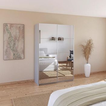 Quadra Silk Grey Mirrored 136cm 2 Door Sliding Wardrobe