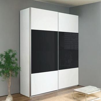 Quadra Alpine White and Basalt Glass 136cm 2 Door Sliding Wardrobe