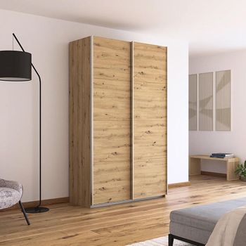 Quadra Artisan Oak 136cm 2 Door Sliding Wardrobe