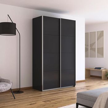 Quadra Metallic Dark Grey 136cm 2 Door Sliding Wardrobe