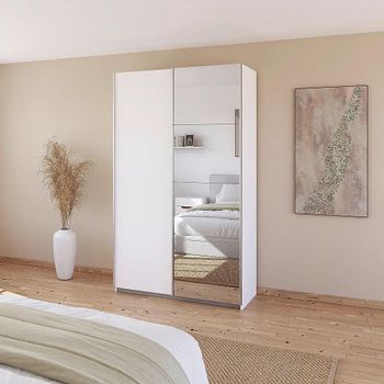 Quadra Alpine White 136cm 2 Door Mirror Sliding Wardrobe