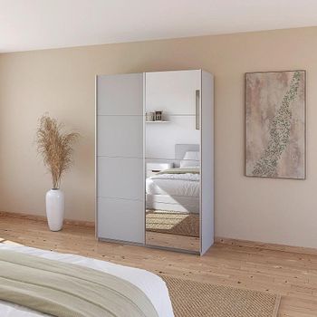 Quadra Silk Grey 136cm 2 Door Mirror Sliding Wardrobe