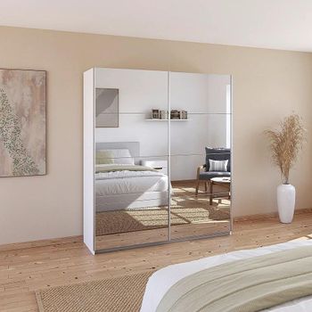 Quadra Alpine White Mirrored 181cm 2 Door Sliding Wardrobe