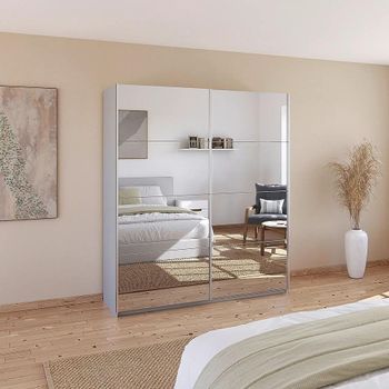 Quadra Silk Grey Mirrored 181cm 2 Door Sliding Wardrobe