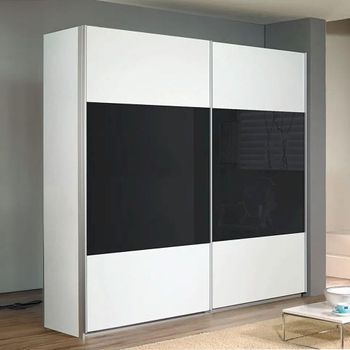 Quadra Alpine White and Basalt Glass 181cm 2 Door Sliding Wardrobe