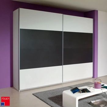 Quadra Alpine White and Metallic Dark Grey 181cm 2 Door Sliding Wardrobe