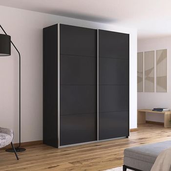 Quadra Metallic Dark Grey 181cm 2 Door Sliding Wardrobe
