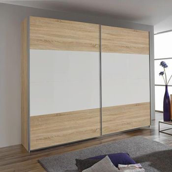 Quadra Sonoma Oak and Alpine White 181cm 2 Door Sliding Wardrobe