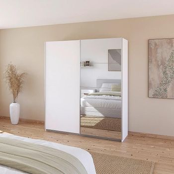 Quadra Alpine White 181cm 2 Door Mirror Sliding Wardrobe