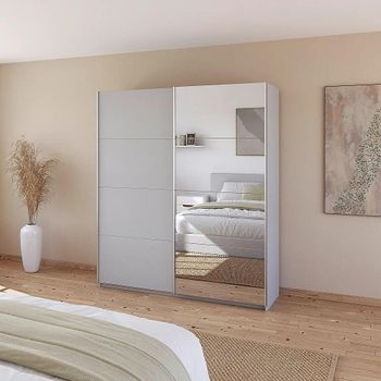 Quadra Silk Grey 181cm 2 Door Mirror Sliding Wardrobe