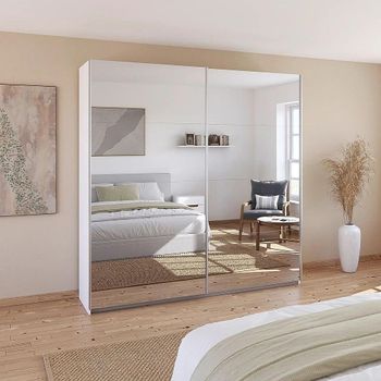 Quadra Alpine White Mirrored 226cm 2 Door Sliding Wardrobe
