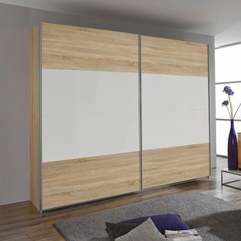 Quadra Sonoma Oak and Alpine White 226cm 2 Door Sliding Wardrobe