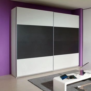 Quadra Alpine White and Metallic Dark Grey 226cm 2 Door Sliding Wardrobe with Extras