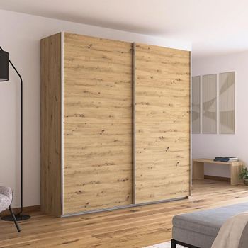 Quadra Artisan Oak 226cm 2 Door Sliding Wardrobe with Extras