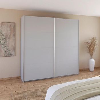 Quadra Silk Grey 226cm 2 Door Sliding Wardrobe with Extras
